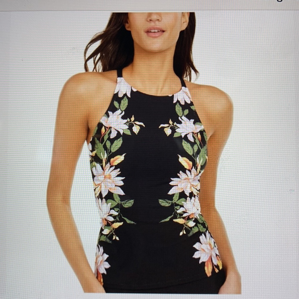 Calvin Klein Black Floral Women's Swimsuit Top
